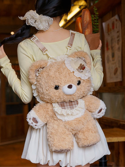 Shoulder Khaki Bear Straps Detachable 50cm Plush Backpack