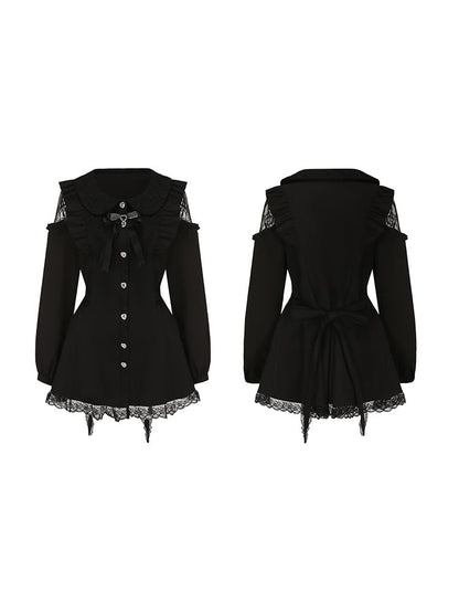 Set: Plus Elastic Open Black Waist Top Size Jirai Shoulder Shorts Kei