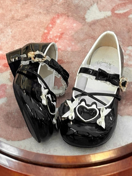 Janes with Sweet Accents Bow Black Candy-shaped Low-heel Ornaments Lolita Mary