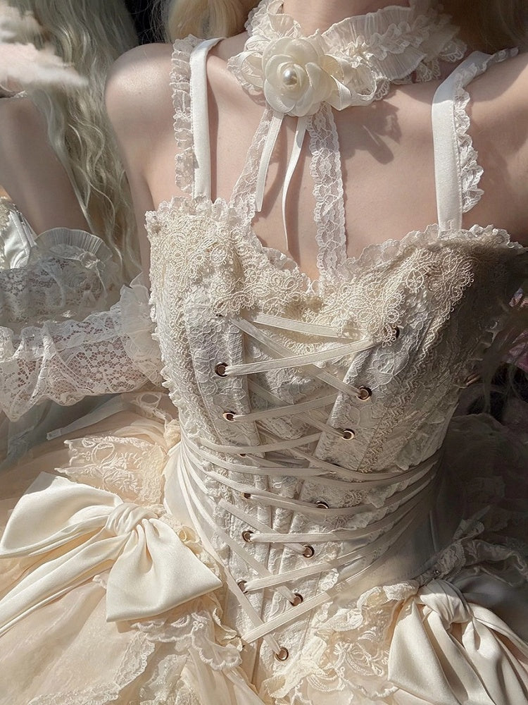 Cremiges Choker mit Blumenmuster