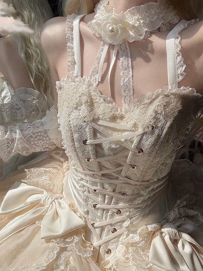 Cremiges Choker mit Blumenmuster