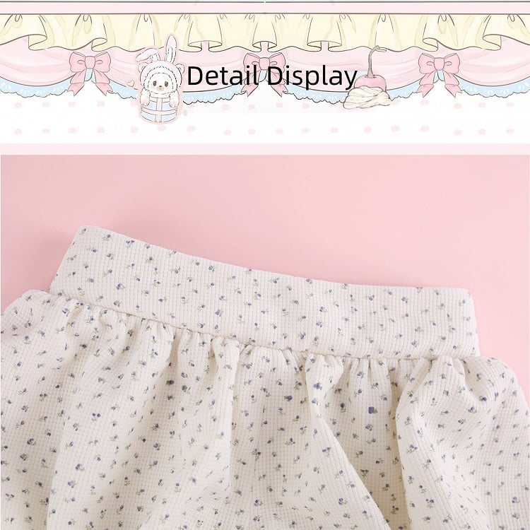 Kawaii White Floral Bubble Shorts for Everyday - serendipity