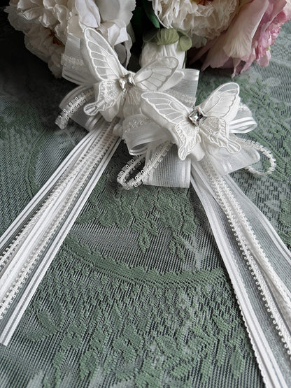 Monochrome Lace Headband with Butterfly Clip - Tachycardia