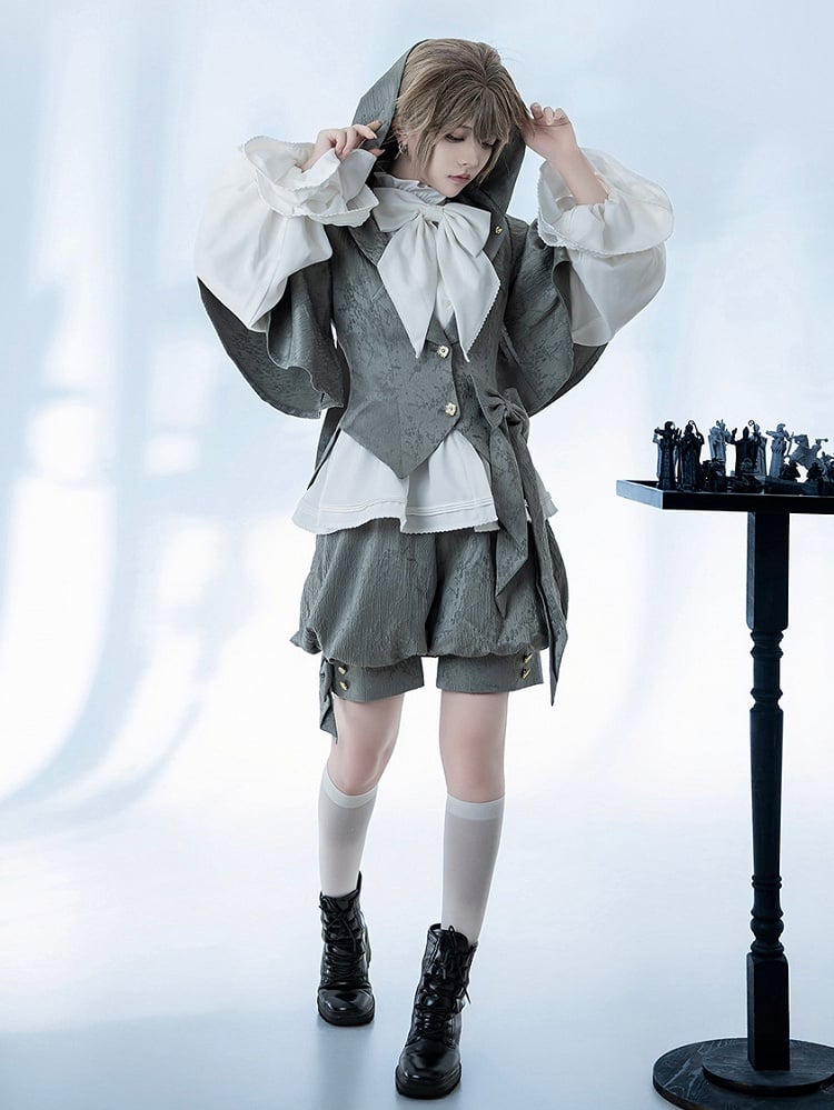 Ears Jacket Hood Gray Ouji Bunny Oversized Fashion with