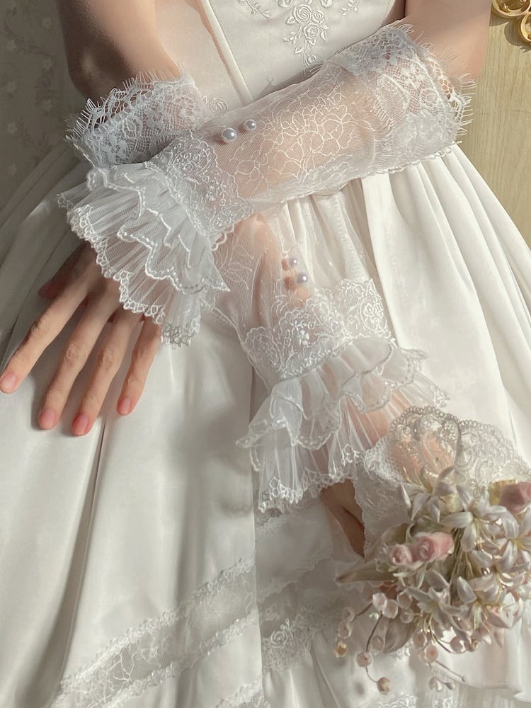 Rosette White Elegant Wedding Dress Hanayome Lolita JSK Full Set