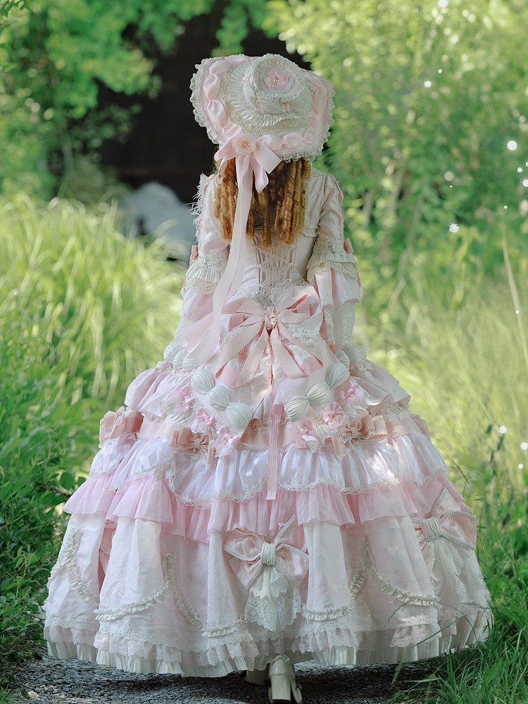 Gorgeous Hat + Dress Pink Lolita Gloves Sleeves Bell Hanayome Large