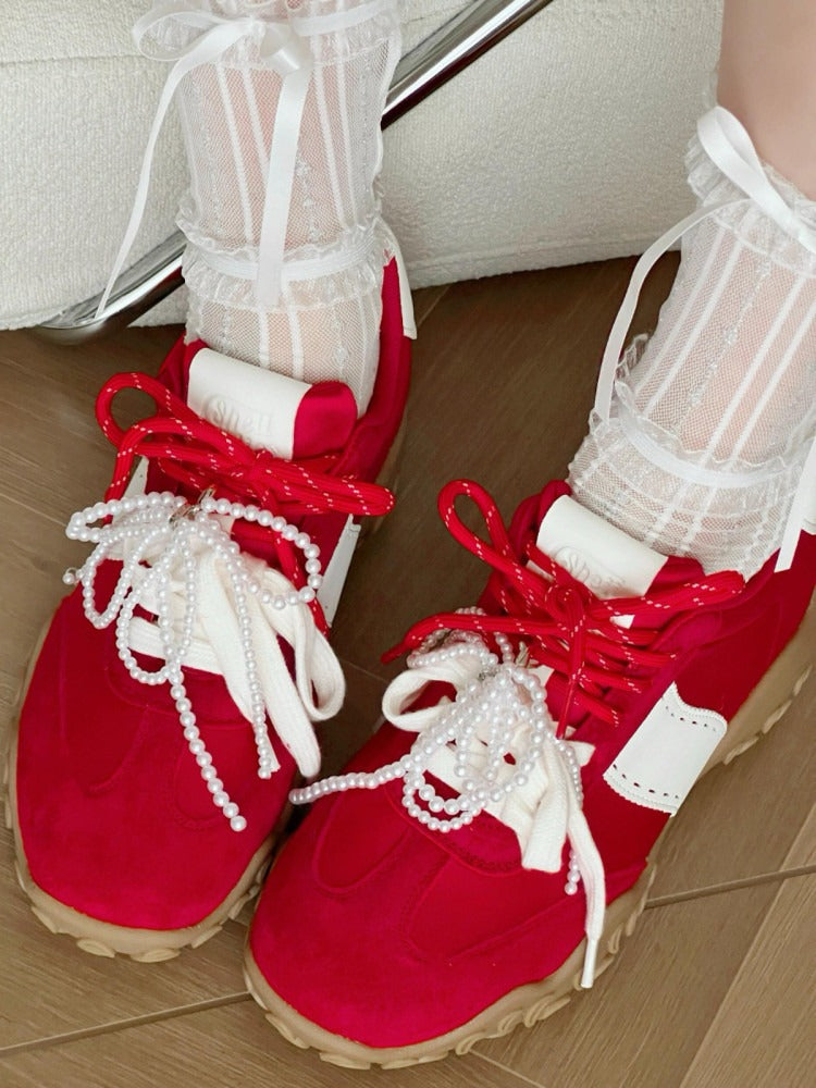 Semi-sheer Striped Ruffled Ankle Socks with Bow - Xi Shang Mei Shao