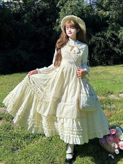 Lace Lolita Accents Bag with Drawstring Beige Top