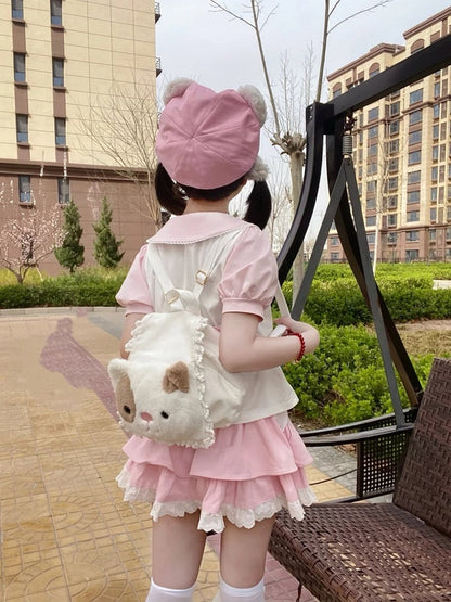 ネクタイTシャツ耳ハートバニーピンクホワイトピーターパンカラーバニー