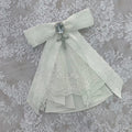 White Landmine Jabot Bow Tie with Rhinestone and Cross Accents - Ekomi