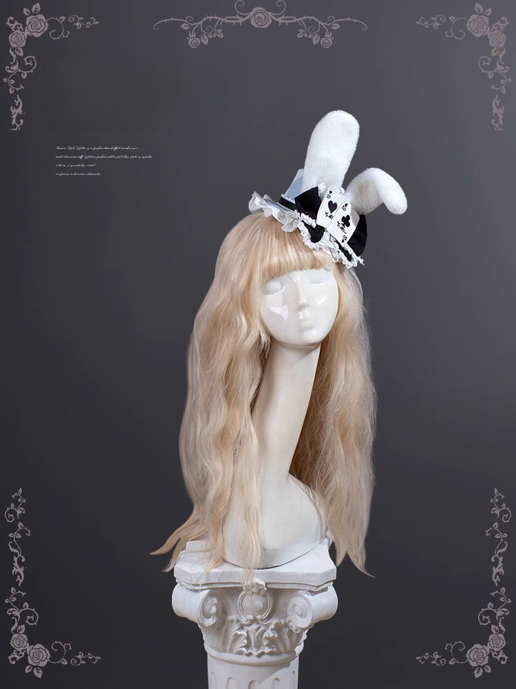 Wonderland Alice Blue Diamond Pattern Bunny Ears Hat Vibes in