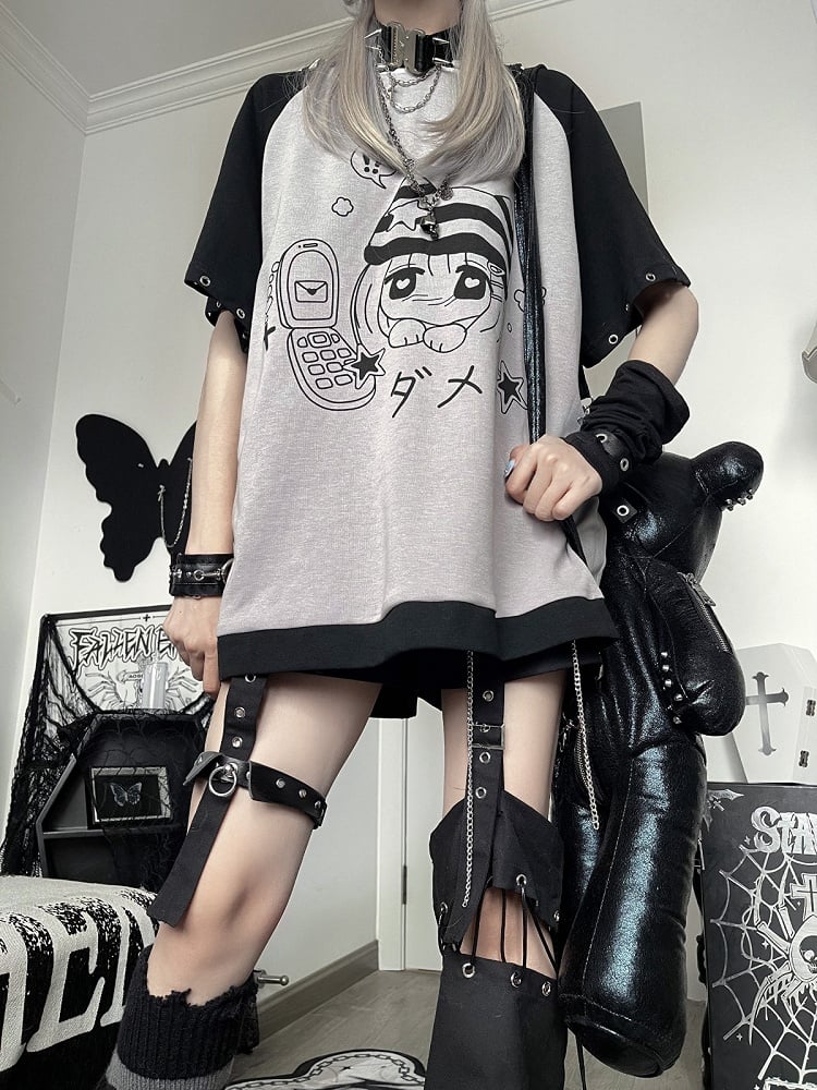 Otaku Cat Ear Striped Hood T-shirt - Killer Bunny