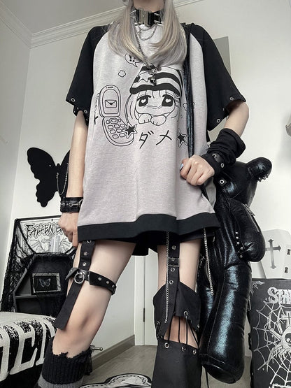 Otaku Cat Ear Striped Hood T-shirt - Killer Bunny