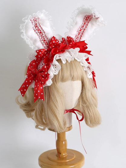 7-Color Lolita Dot Bunny Ear Design) (Polka Lace Fluffy Hairbands