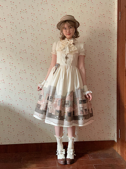 Pullover Print Beige Bakery Square Rock Lolita Ausschnitt