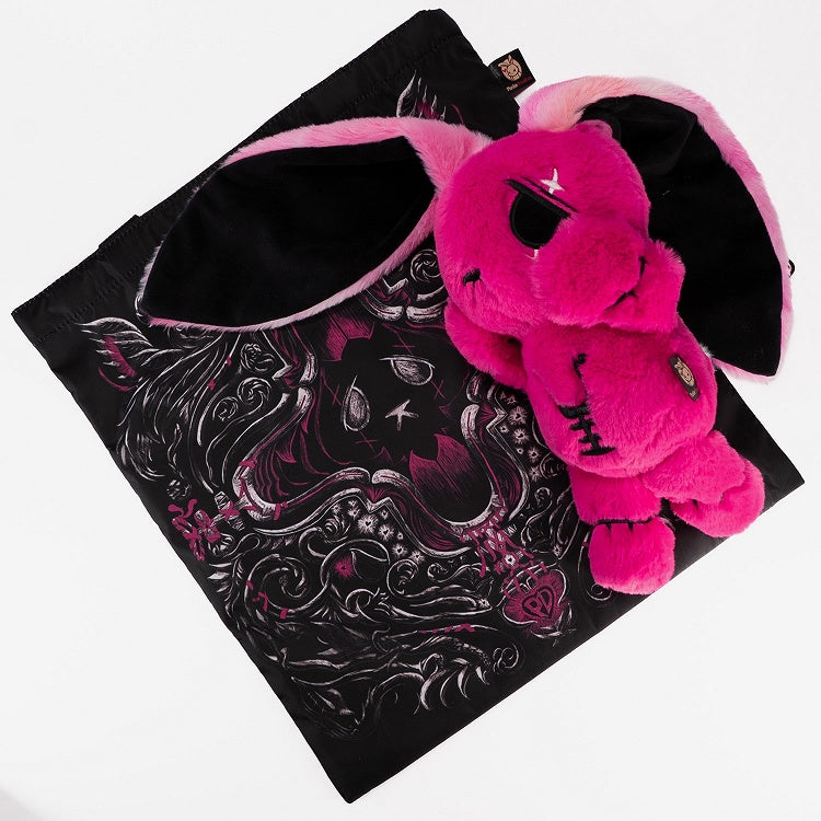 Rose with A Red Dual Plushies Canvas Kawaii Mini Bag Guro Set Bunny Black Anxious Plush