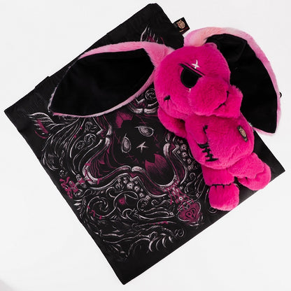 Rose with A Red Dual Plushies Canvas Kawaii Mini Bag Guro Set Bunny Black Anxious Plush