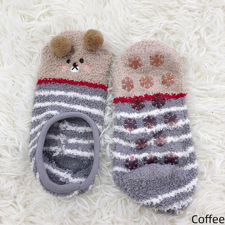 2 Colors Sweet Bear Pattern Warm Anti-Slip Socks
