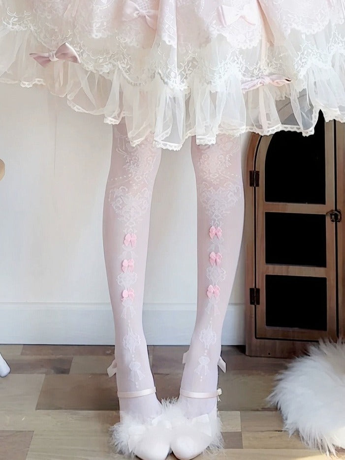 Sweet Sheer Overknee Stockings with Bow Accents in Three Colors - Milkcat Studio
