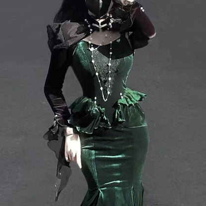 Lace Black Lolita Top Trim Gothic Flounce Cropped Sleeves