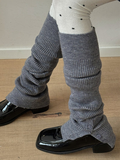 ホワイト/キャメル/ピンク/イエロー/コーヒー/ブラック/グレー Y2K ボタン スプリット レッグウォーマー