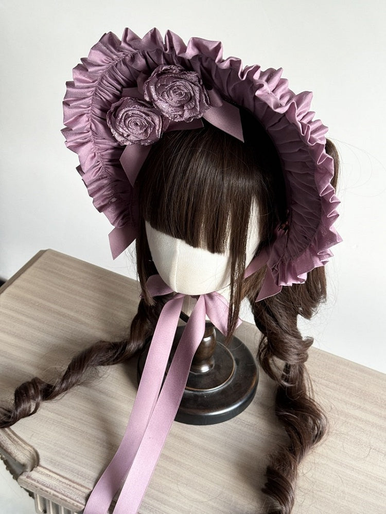 Purple/Pink Bonnet Ruffled Decorations Lolita Rosette with