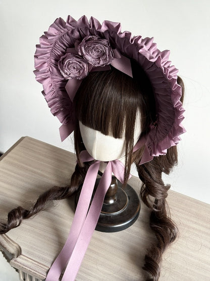 Purple/Pink Bonnet Ruffled Decorations Lolita Rosette with