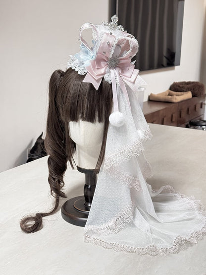 6 with (Pom-Pom Head Mini Veil Color Hat Options Accents) Lace Lolita