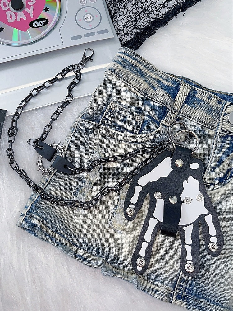 Dress Chain Y2K Hand Skeleton Black Accessory