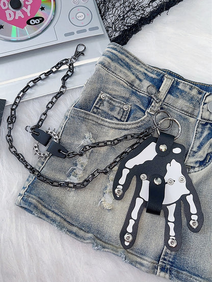 Dress Chain Y2K Hand Skeleton Black Accessory