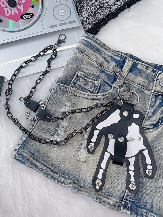 Dress Chain Y2K Hand Skeleton Black Accessory