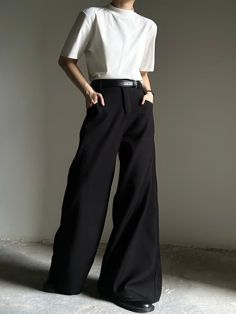 Wide-leg Black Style Pants Princely