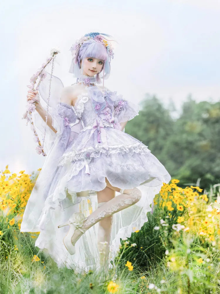 Dress Fairy Set Design Purple Butterfly JSK Princess Lolita Floral Full