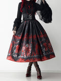 High Skirt Gothic Lolita Belt Corset Waist Black Red