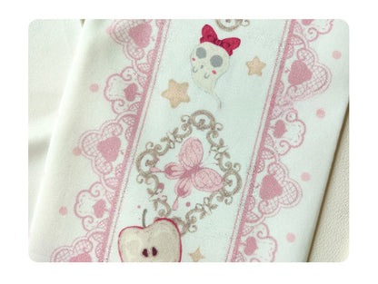 Red Apple and Bow Print Over Knee Stockings