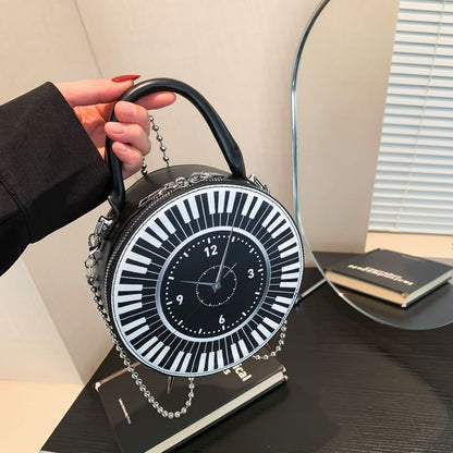 Clock Charm Chain Round Bag – Waterproof Soft Girl Crossbody Shoulder Handbag | LilyVow