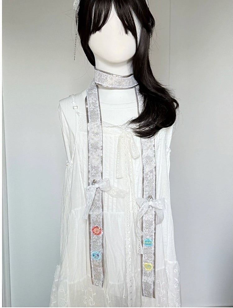 Charming Bow-Accented Scarf with Lace Patchwork - freetrader
