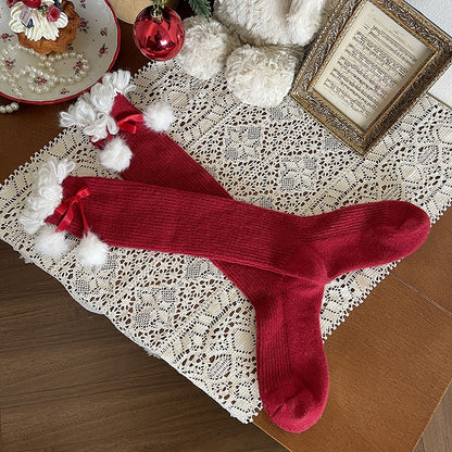 Decoration Curly Colors Fur with Socks 3 Calf Ruffle Pom-Pom