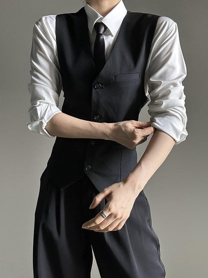 V-Neck Back Ouji Black with Lolita Suit  Ties Adjustable Vest