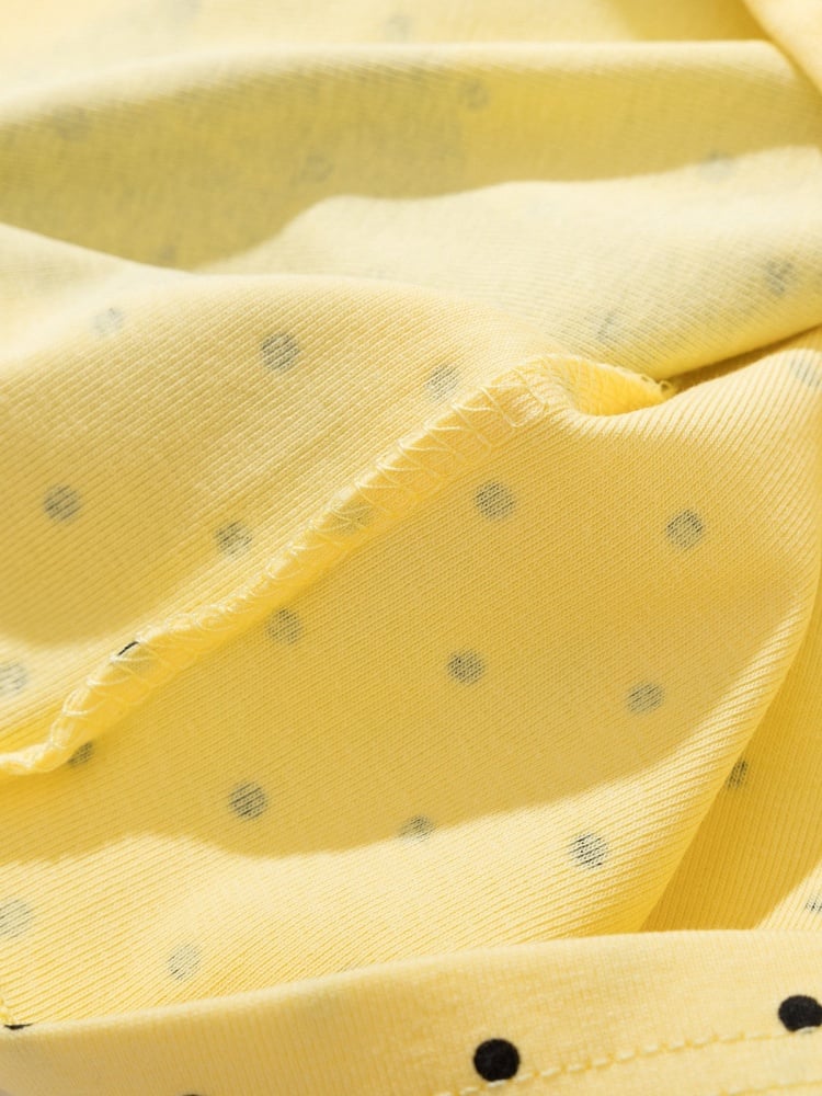 Yellow Kitten Polka Dot Tee with Scarf - Languid Park