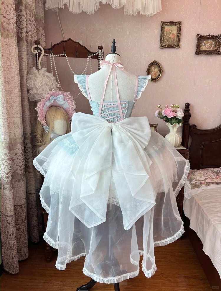 Organza Big White Train Bow
