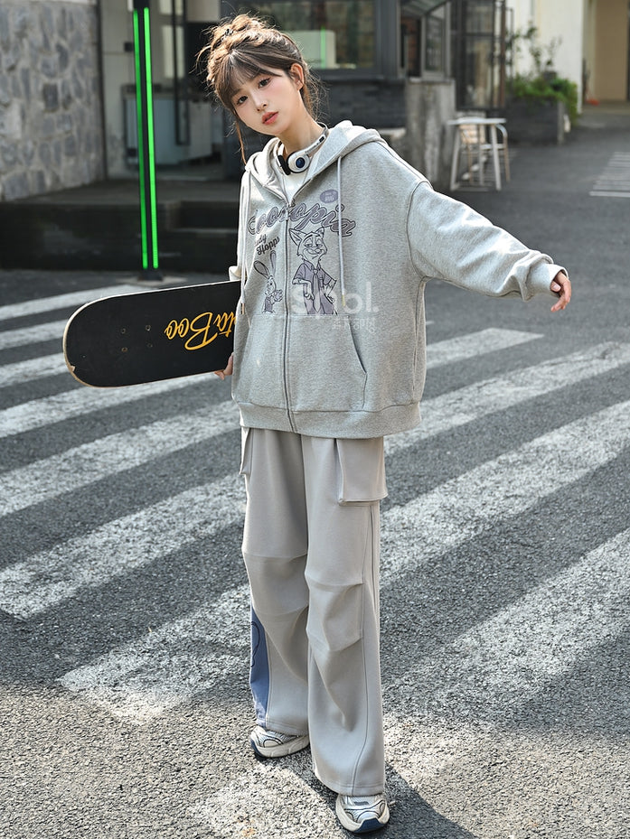 Zootopia Judy und Nick Print Grauer Reißverschluss-Hoodie