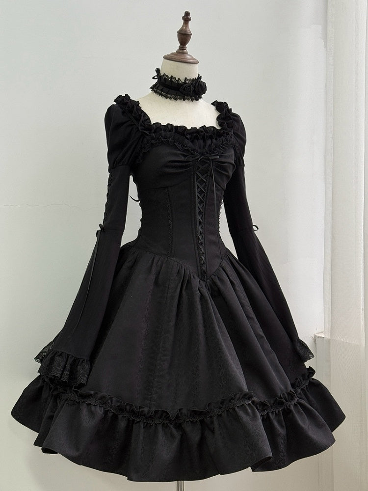 Skirt Lolita Corset Spaghetti Dress Straps Waist Jumper Black Gothic