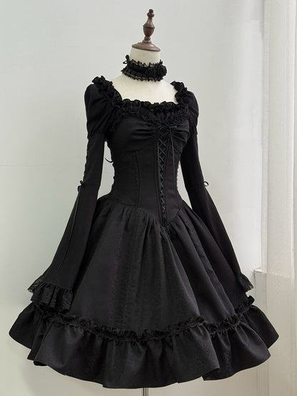 Skirt Lolita Corset Spaghetti Dress Straps Waist Jumper Black Gothic