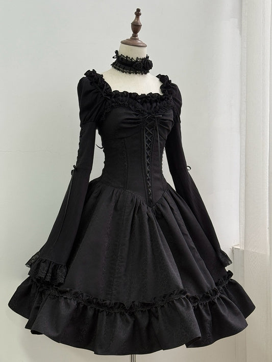 Skirt Lolita Corset Spaghetti Dress Straps Waist Jumper Black Gothic
