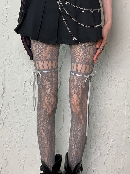 Self-tie Color Design 5 Punk Hollow-out Options Tights Straps