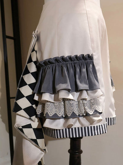 ファッションショーツ 王子ベージュチェック柄 電車柄 ストライプカフス