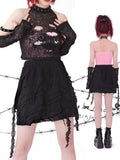 Asymmetrical Textured Skirt Black