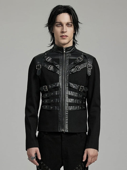 Handsome Coat Punk Men's Black