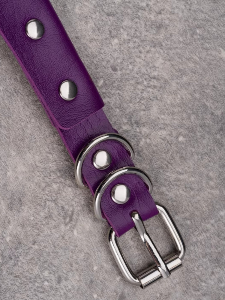 Gothic Choker Pendant Cross Purple Details Studs